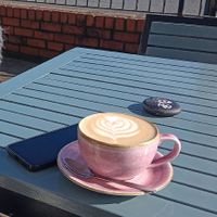 Superb oat latte at Castaways Tea Shop in Seaton Sluice