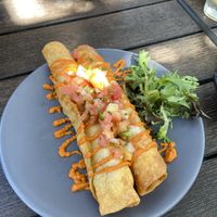 Jackfruit Flautas with vegan mozz and cashew cream.  at Norwood's Restaurant & Treehouse Bar in New Smyrna Beach
