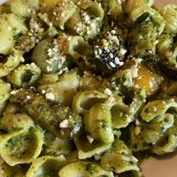 Gnocchetti pasta with vegan pesto   at Norwood's Restaurant & Treehouse Bar in New Smyrna Beach