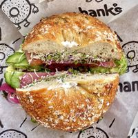 #4 on rosemary salt w/ vegan cream cheese 🥯! 🤤  at Hank's Bagels in Burbank