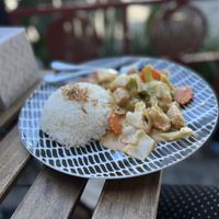 Satay chicken and rice  at The Fat Carrot in West End