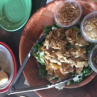 Chinese bbq ck’n salad w/ yummy rolls at The Original Pizza Cookery in Thousand Oaks