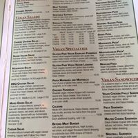 Vegan menu at The Original Pizza Cookery in Thousand Oaks
