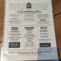 Drink menu at Buena Onda Cafe in St Augustine