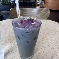 Yummy latte with butterfly powder  at Buena Onda Cafe in St Augustine