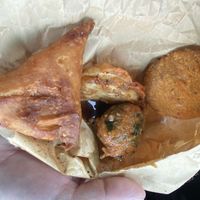 Samosa, bhaji, potato pakora and bara  #Veganuary at Go Kools Hot Snacks in Sigatoka