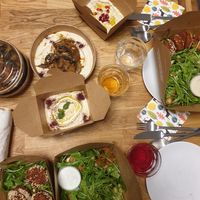 Try the big hummus with roasted mushrooms! And the dandelion salad! And the Falafel! #Veganuary at Marmarita by Fatoush in Berlin