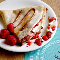Strawberry and cream cheese crepe at Helado Bonito in Mexico City