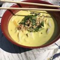 Thai tofu curry noodle bowl 💚 at The Shack of Ellijay in Ellijay