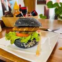 Vegan Burger at Nang Sabai Cafe Artisan Bakery in Koh Samui