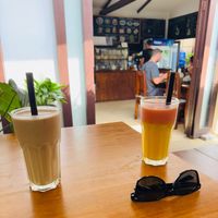 Funky Monkey and Mango Sunrise at Nang Sabai Cafe Artisan Bakery in Koh Samui