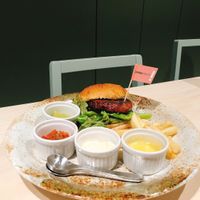 Omni burger at Vegan Bistro Jangara in Tokyo