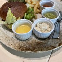 Vegan burger.  Patty version at Vegan Bistro Jangara in Tokyo