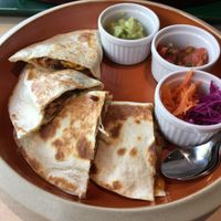 Soy Meat Mexicana and Keema Curry Quesadilla at Vegan Bistro Jangara in Tokyo