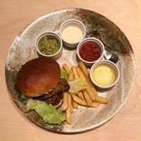 Grilled soy meat burger ¥1,250 at Vegan Bistro Jangara in Tokyo