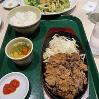 Vegan miso grilled soy meat and cold salad noodles at Vegan Bistro Jangara in Tokyo