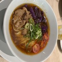 Spicy noodle soup  at Vegan Bistro Jangara in Tokyo