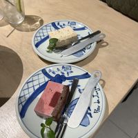 Raspberry Chocolate Mousse cake, caramel mousse cake > they were frozen to my surprise but did not disappoint 10/10 not too sweet just the right amount  at Vegan Bistro Jangara in Tokyo