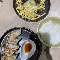Gyoza and fries  at Vegan Bistro Jangara in Tokyo