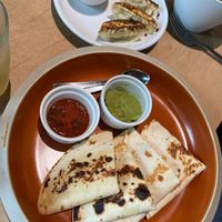 Taco set meal with gyoza   at Vegan Bistro Jangara in Tokyo