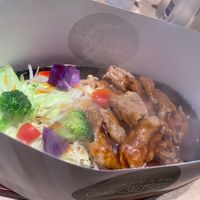 Grilled soy meat on iron plate  at Vegan Bistro Jangara in Tokyo