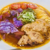 Taiwanese vegan noodles  at Vegan Bistro Jangara in Tokyo