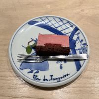 Raspberry mousse chocolate cake at Vegan Bistro Jangara in Tokyo