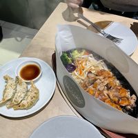 Gyozas and Juju Grill  at Vegan Bistro Jangara in Tokyo