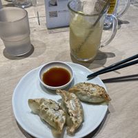Lemonade and gyoza   at Vegan Bistro Jangara in Tokyo