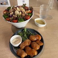Salad and soy nuggets - yum!  at Vegan Bistro Jangara in Tokyo