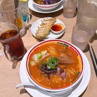 Ramen with gyoza  at Vegan Bistro Jangara in Tokyo