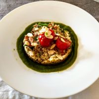 Quinoa with bell peppers sauce, cherry tomatoes and almond. at Lucato Home Restaurant in Montorso Vicentino