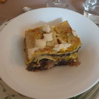Homemade pumpkin and radicchio lasagna at Lucato Home Restaurant in Montorso Vicentino