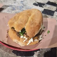 Bistek with "cheese" at Taquería Vegana La Gata Negra in Cancun