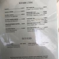 Speisekarte Heißgetränke / menu hot drinks  at Südlicht Cafe in Cologne