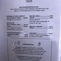 Speisekarten Müsli / menu cereal  at Südlicht Cafe in Cologne