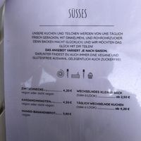Speisekarte Kuchen und Gebäck / menu cake and baked goods  at Südlicht Cafe in Cologne