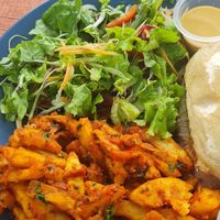 Burger plate with Masala Fries at Soul Veg(etária)  in Nairobi