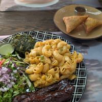 Platter and samosas at Soul Veg(etária)  in Nairobi