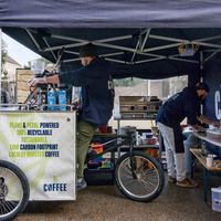 Pedal powered coffee at VG Coffee in Cambridge