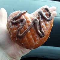 Glazed with choc at Mr. Maple Donuts in Vancouver