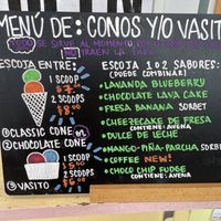 Menu for cones and cups  at Mucho Gusto - Trujillo Alto in Trujillo Alto