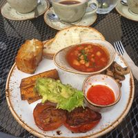 Full vegan breakfast at Copper and Moss in Shipley