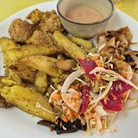 Chickpea nuggets. To be honest, I was disappointed by this dish, it was quite dry and not so tasty... at Foound in Geneva