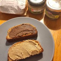 Pate on bread at Linverd Market in Barcelona