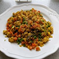 Spicy fried rice with tofu and veggies at Loving Hut - Fredenborgsveien in Oslo