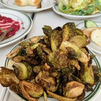 Sprouts and garlic breadd  at Stefano's Diner in Toronto