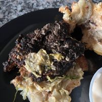 Burnt chicken sandwich   at Stefano's Diner in Toronto