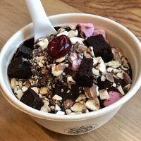 Vegan Sundae Bowl (with Raspberry ice cream)  at Earnest Ice Cream in North Vancouver