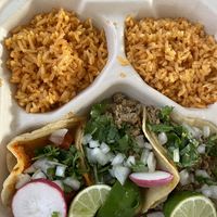 3 taco combo plate  I felt like all rice.  2 chik’n and 1 Pasteur  at Pancho's Vegan Tacos in Long Beach
